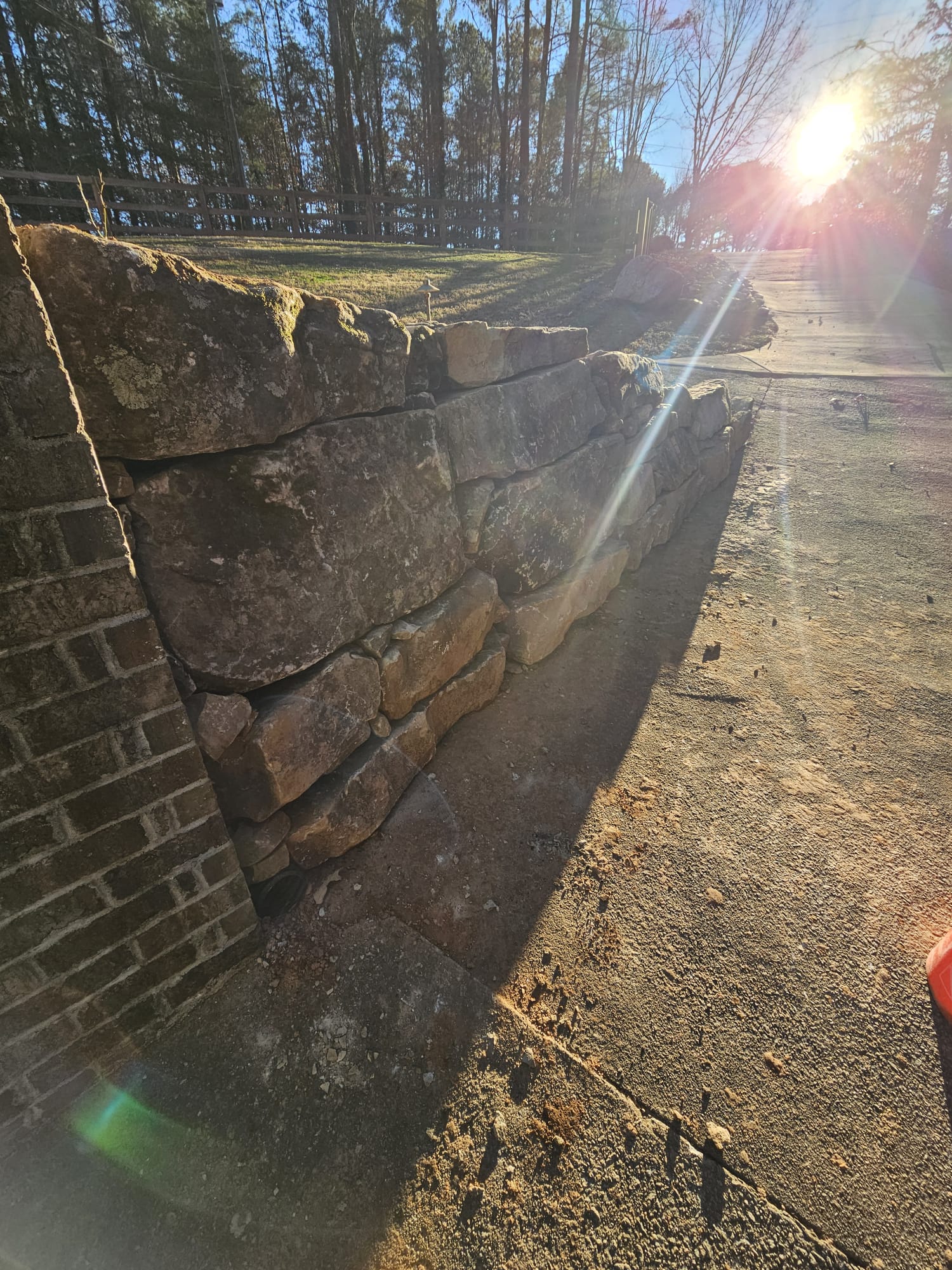 Engineered retaining wall in Grayson GA by Timberstone Landscape