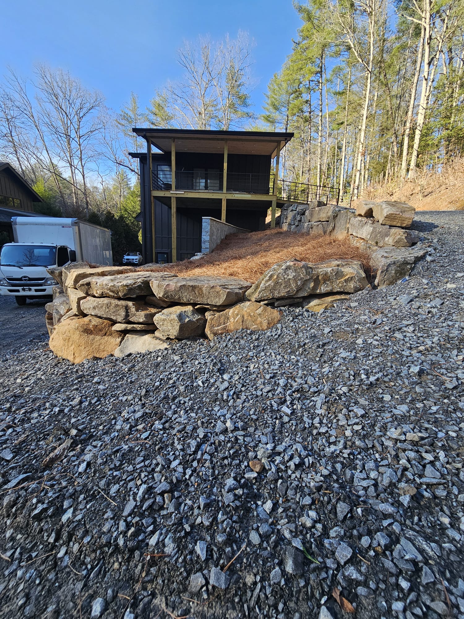 Retaining wall installation in Canton Georgia by Kaizenscapes