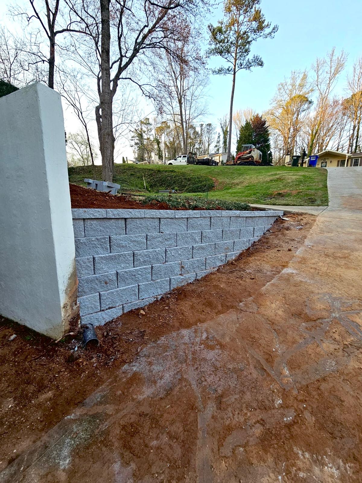 Large retaining wall project completed by Kaizenscapes in Canton Georgia