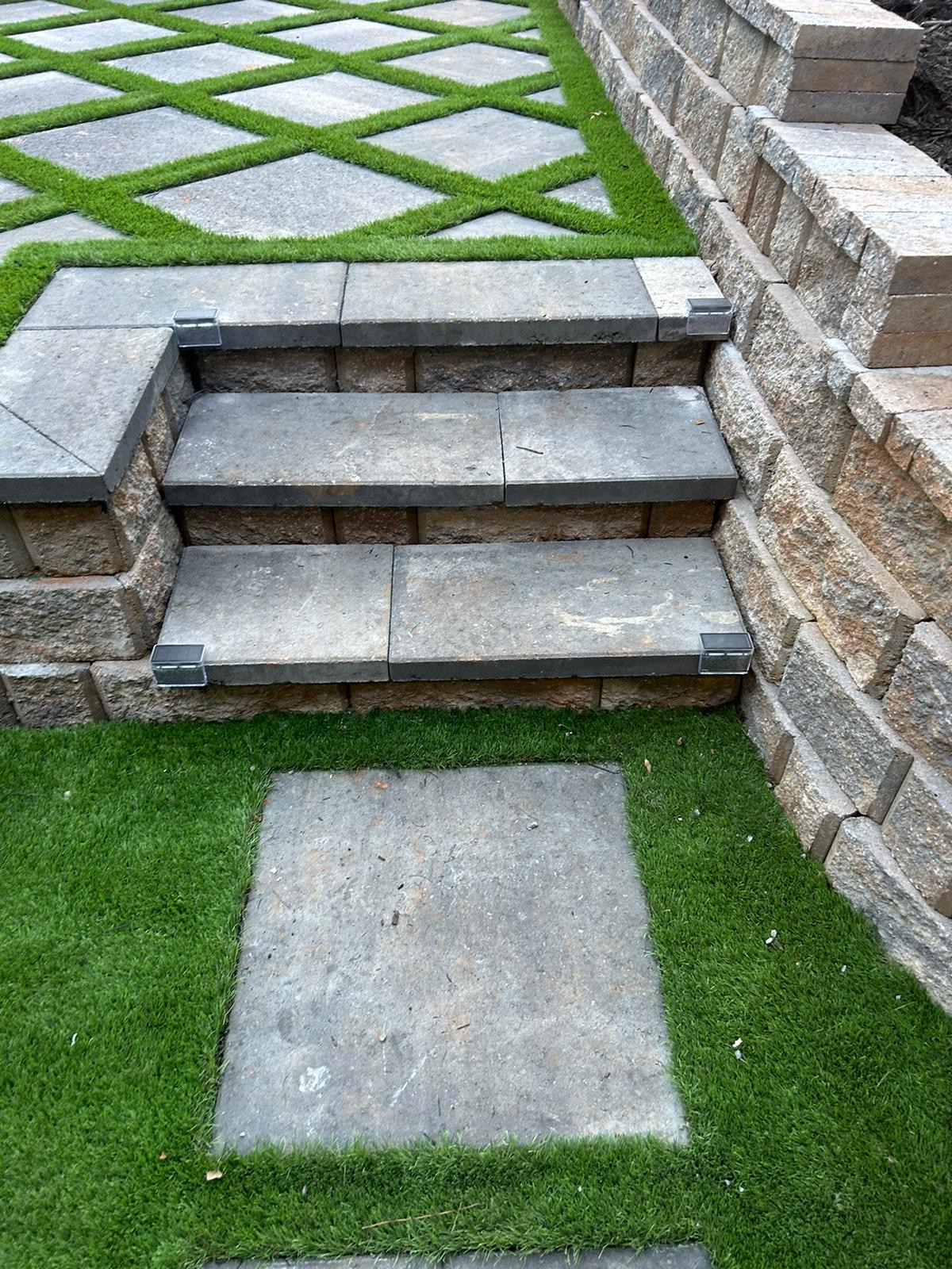 Outdoor stone steps installation in Canton Georgia by Kaizenscapes