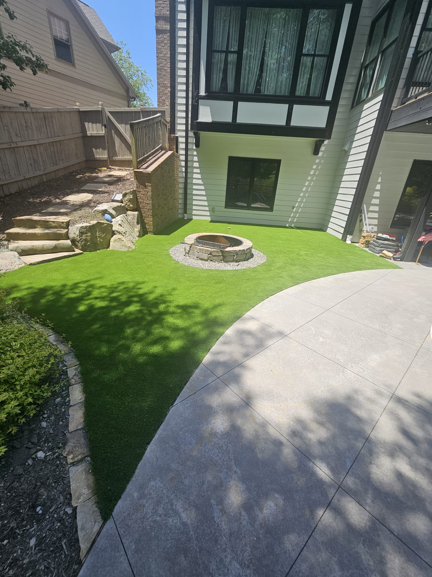 Custom staircase for multi-level yard in Cherokee County Georgia