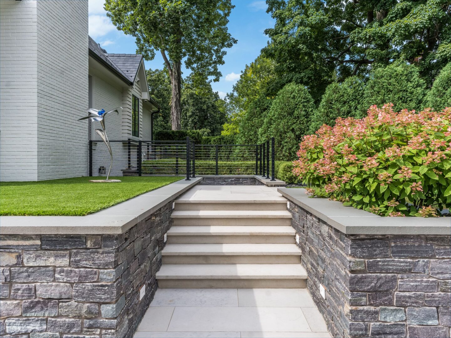 Landscape steps connecting yard elevations in Canton Georgia