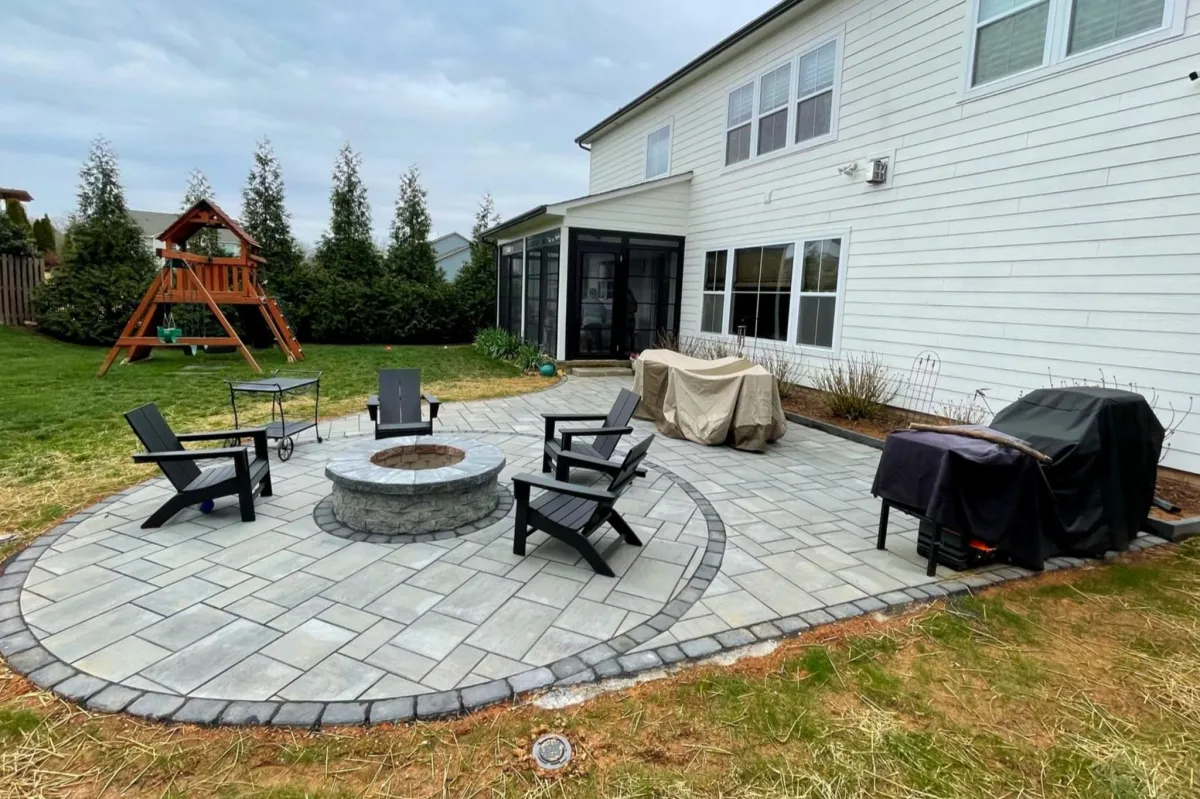 Completed paver driveway and walkway project in Suwanee GA neighborhood