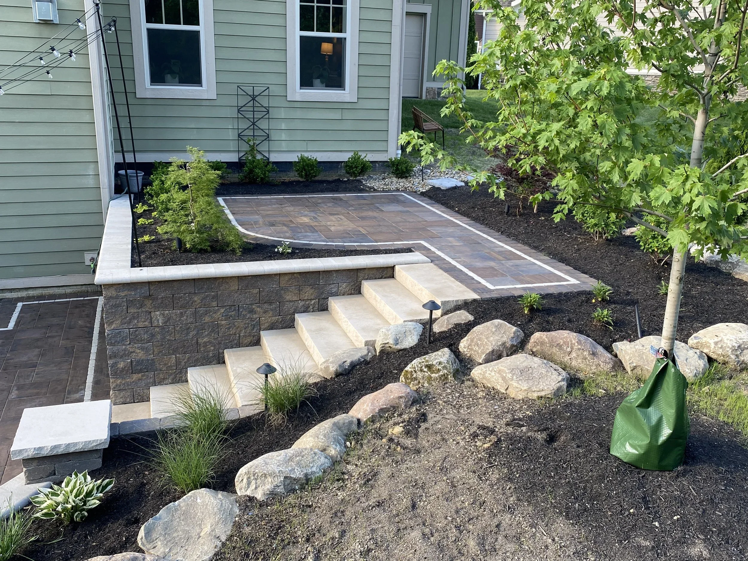Finished landscaping project in Suwanee GA subdivision