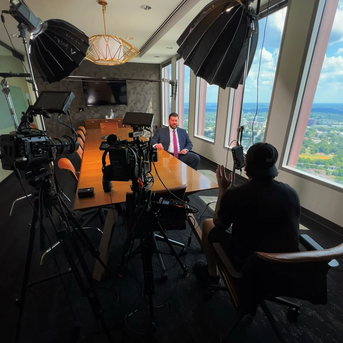 Behind the scenes of a Viral Spark social media content shoot at a Roswell PI law firm