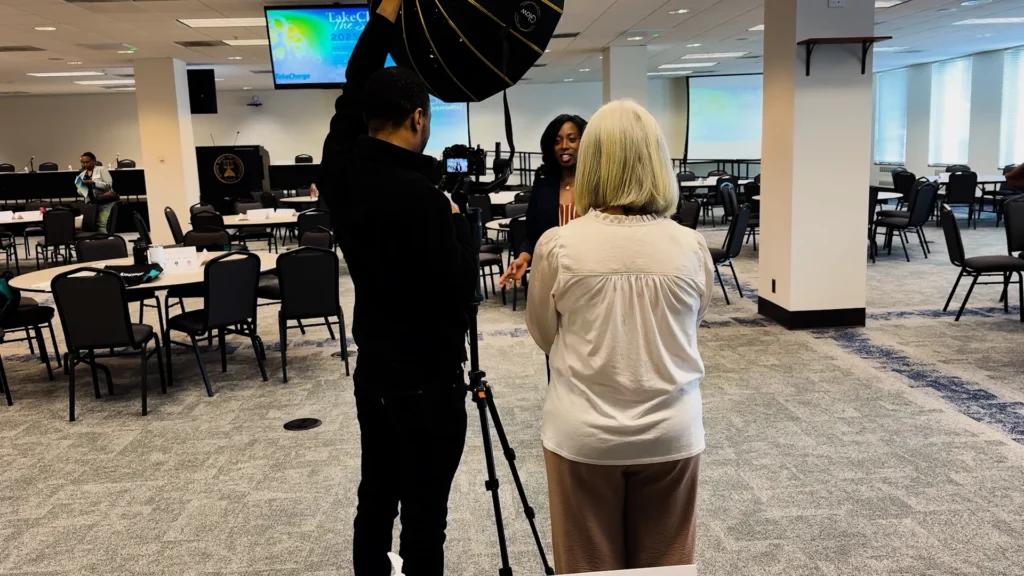 Behind the scenes - personal injury attorney studio interview with cinema camera rig and softbox lighting - Alpharetta, GA personal injury attorney | Viral Spark Marketing