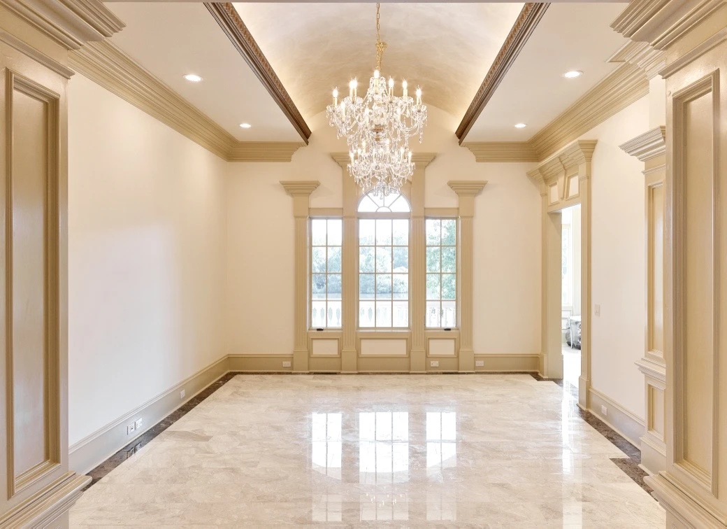 Buford custom home exterior at twilight with landscape lighting