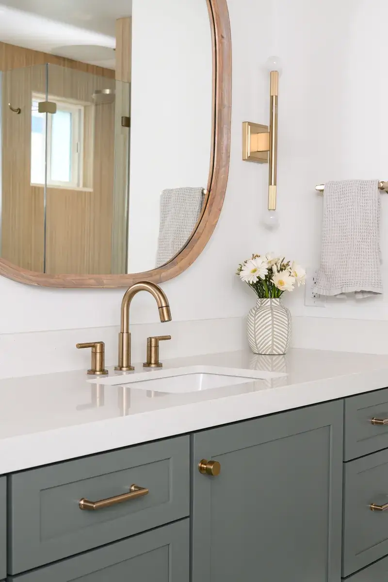 Recently completed East Cobb bathroom remodel with marble tile