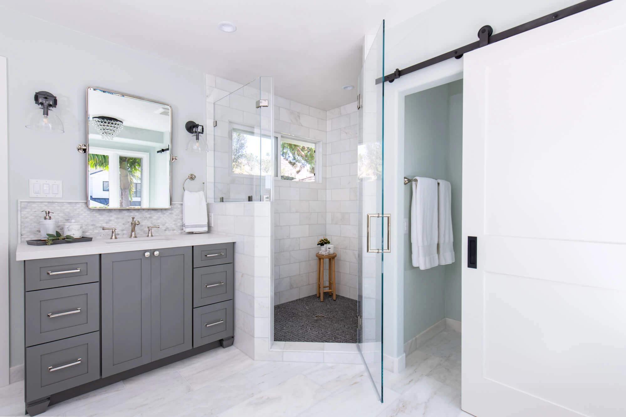 Marietta primary bathroom remodel with double vanity
