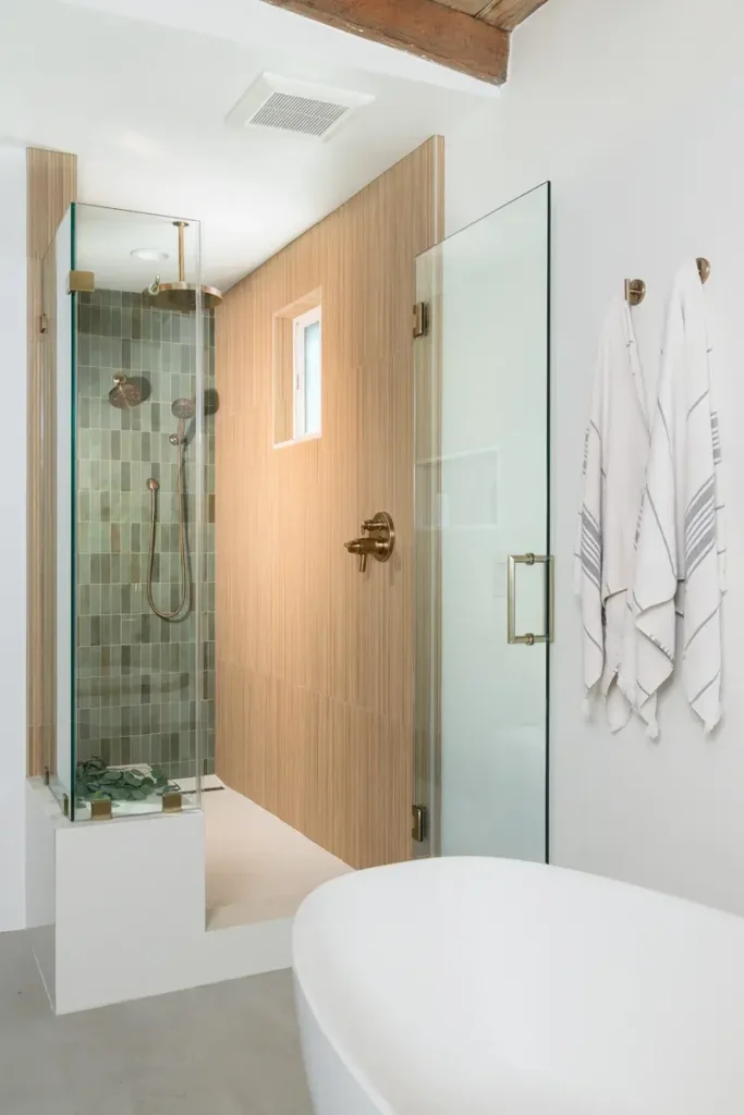 Remodeled master bathroom with walk-in tile shower - Roswell, GA home renovation contractor | Viral Spark Marketing