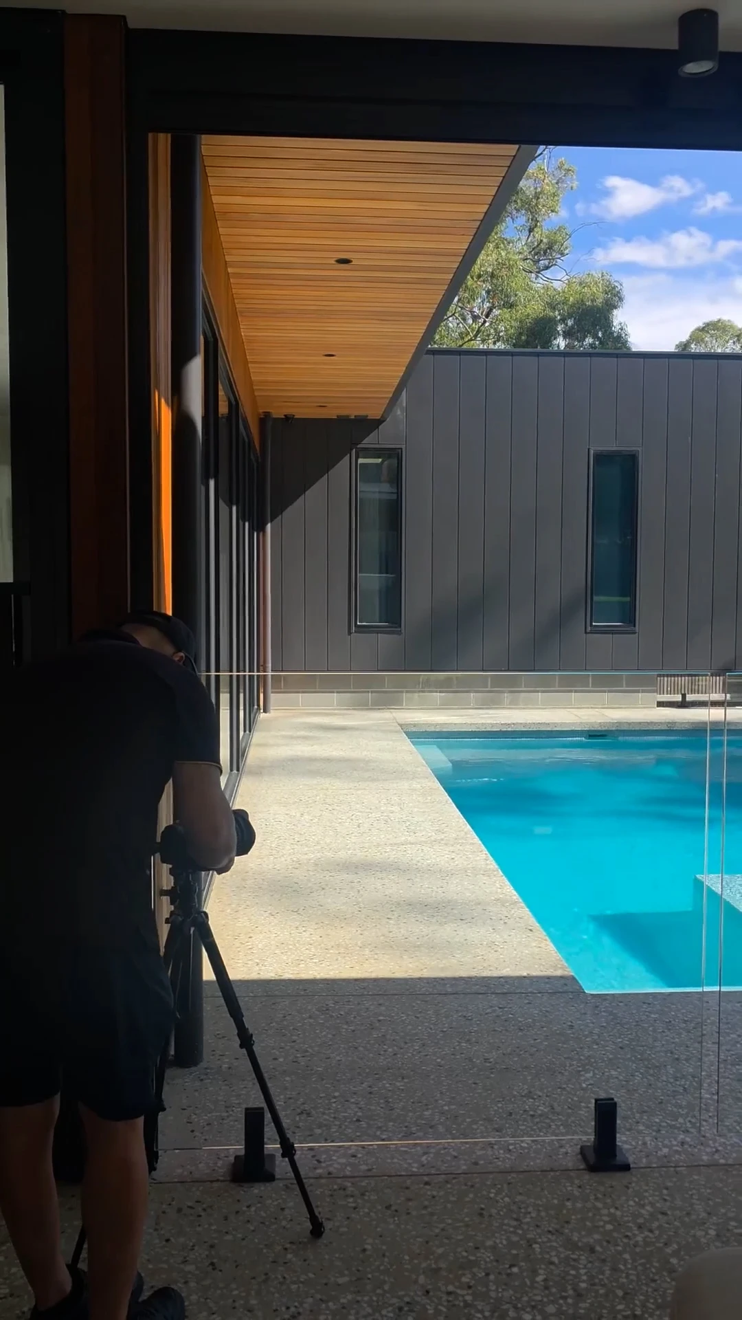 Behind-the-scenes content shoot for a Milton GA pool builder's Google Business Profile
