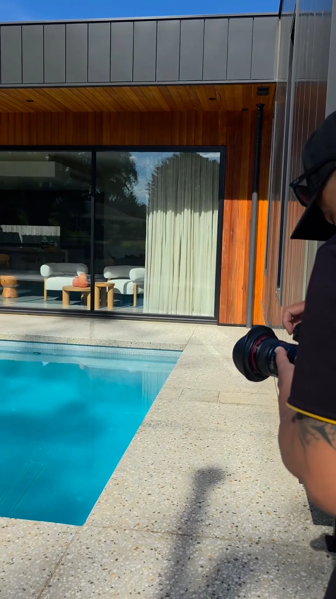 Behind the scenes of a Viral Spark social media content shoot for a Suwanee pool builder