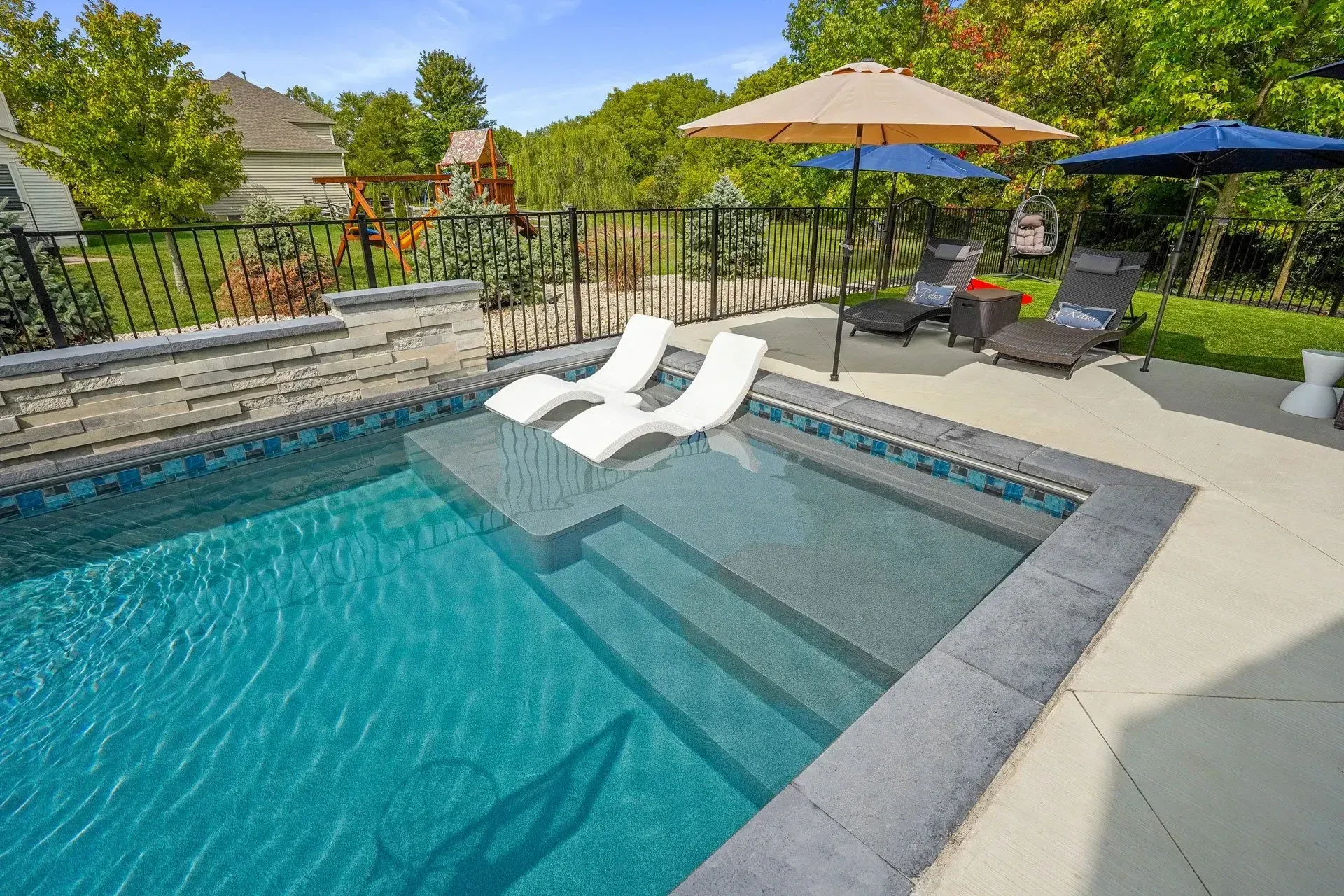 Finished pool installation by Smyrna pool builder near Vinings